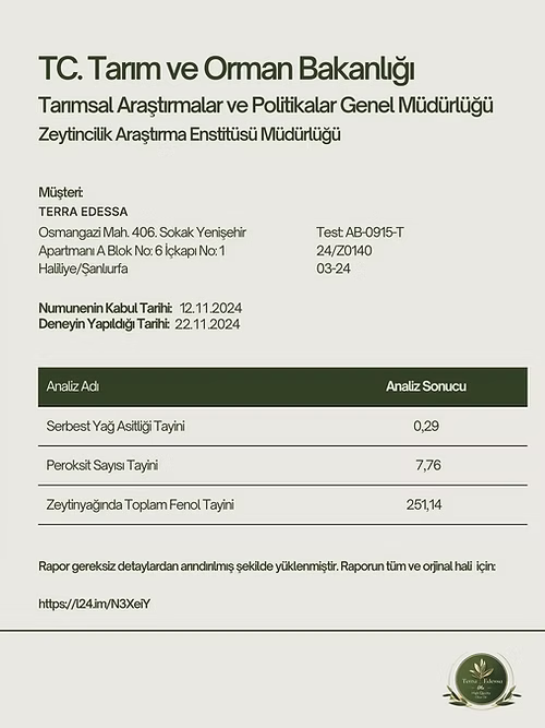 500 ml - Erken Hasat Naturel Sızma Zeytinyağı
